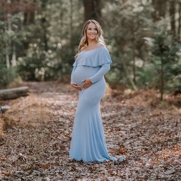 blue silk cut out dress Halter Aqua Blue Maternity Dress